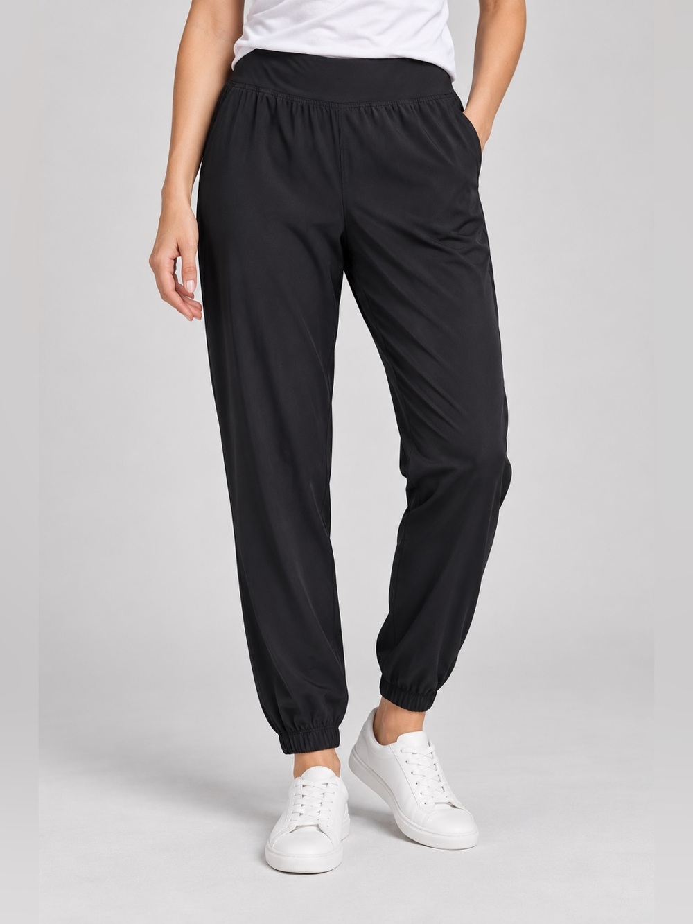 Lululemon Black Cuffed Jogger Pants, Size 8, High-Rise Elastic Waist